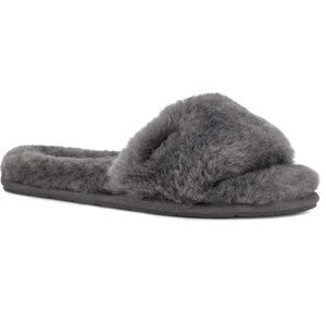 Charcoal Fluff Genuine Sheep Fur UGG Slipper